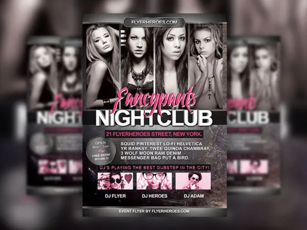 Modern Nightclub Flyer Template Featuring Pink and Gray Theme 1