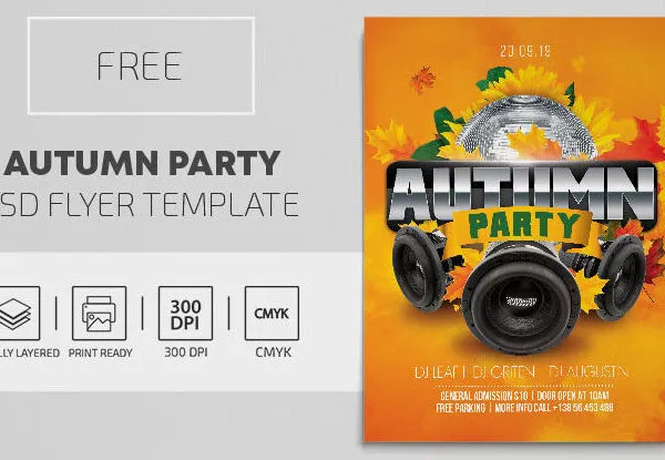 Modern Orange Autumn Party Flyer Template 1