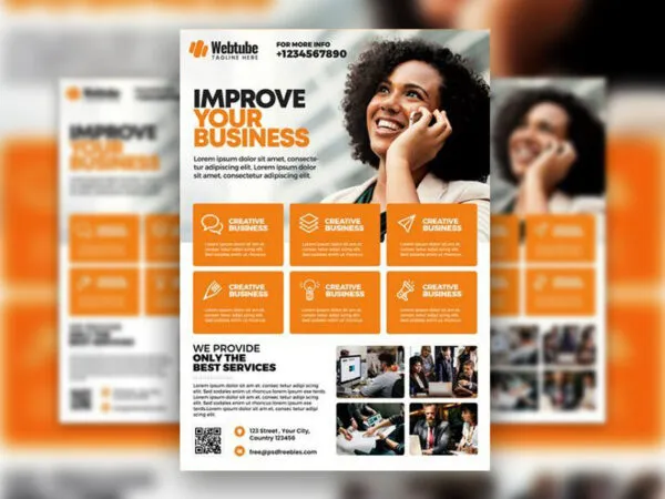 Modern Orange Business Flyer Template 1