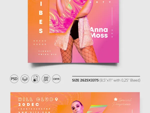 Modern Party and Dance Facebook Cover and Flyer Templates 1