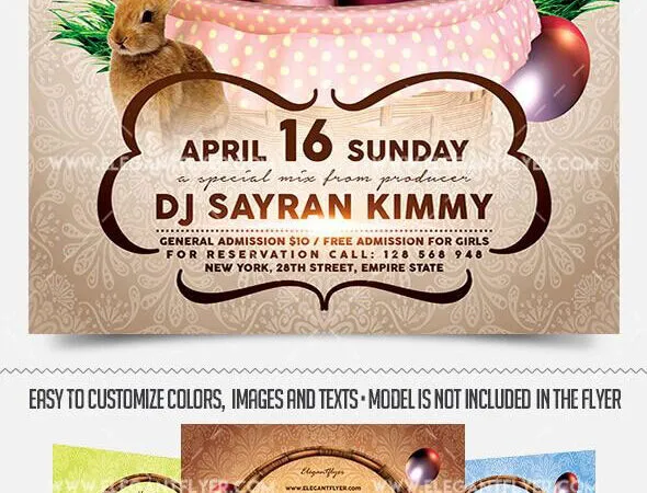 Modern Pattern Easter Event Flyer and Facebook Cover Template 1