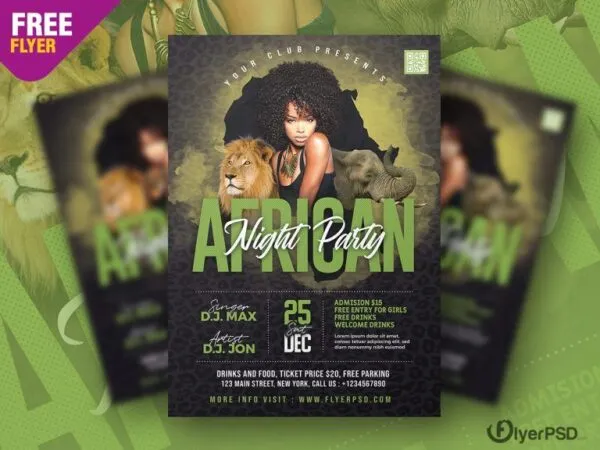 Modern Patterned African Night Party Flyer Template 1