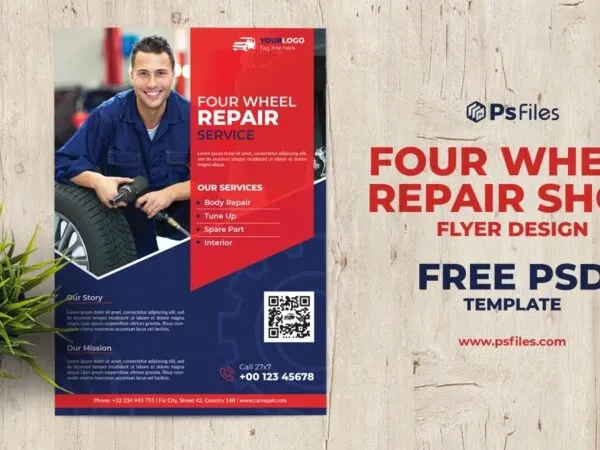 Modern Photo Automobile Car Repair Flyer Template 1