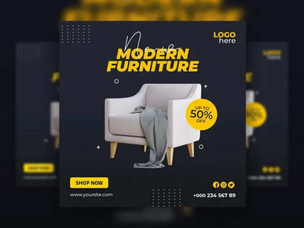 Modern Photo Furniture Sale Flyer Instagram Post Template 1