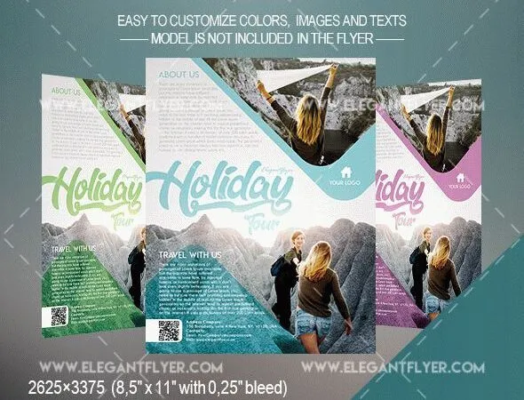 Modern Photo Holiday Tour Flyer and Facebook Cover Template 1