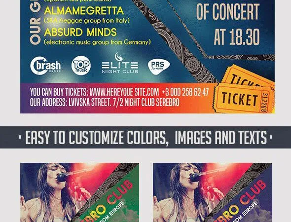 Modern Photo Music Party Flyer and Facebook Cover Template 1