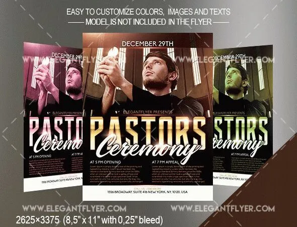 Modern Photo Pastors Ceremony Flyer and Facebook Cover Template 1
