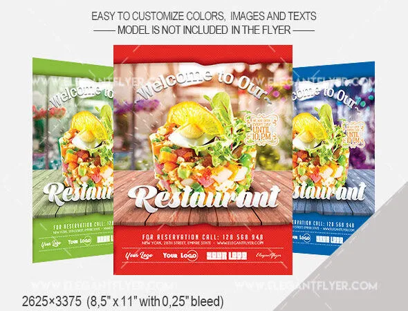 Modern Photo Restaurant Flyer and Facebook Cover Template 1