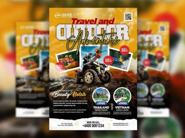 Modern Photo Traveling and Outdoor Adventure Flyer Template 1