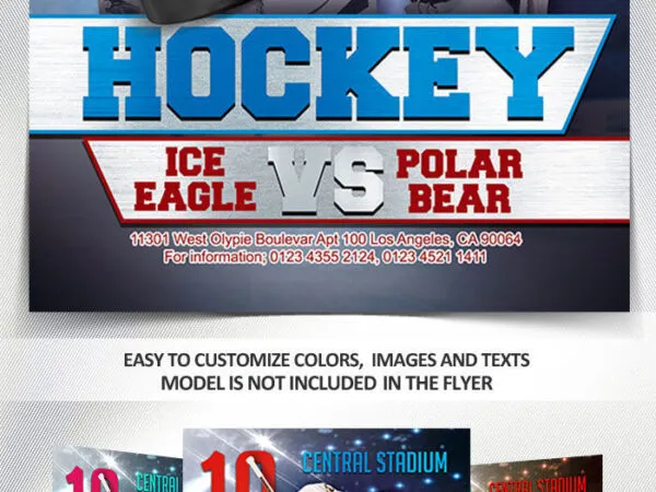Modern Photorealistic Hockey Match Flyer Template 1