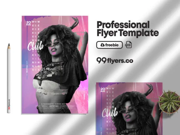 Modern Pink Nightclub Party Flyer Template 1