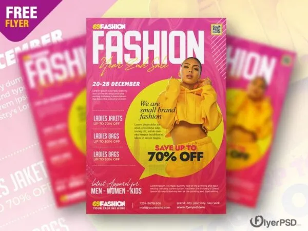 Modern Pink and Yellow Fashion Sale Flyer Template 1
