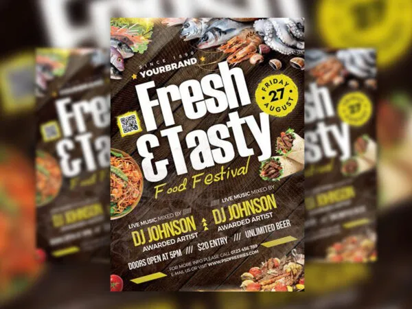 Modern Playful Food Festival Flyer Template 1