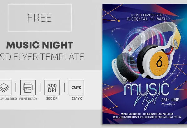 Modern Playful Music Night Flyer Template 1