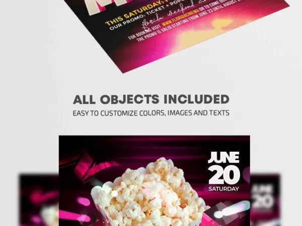 Modern Popcorn Movie Night Flyer Template 1