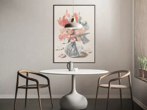 Modern Poster Mockup with Furniture and a Lamp Around 1
