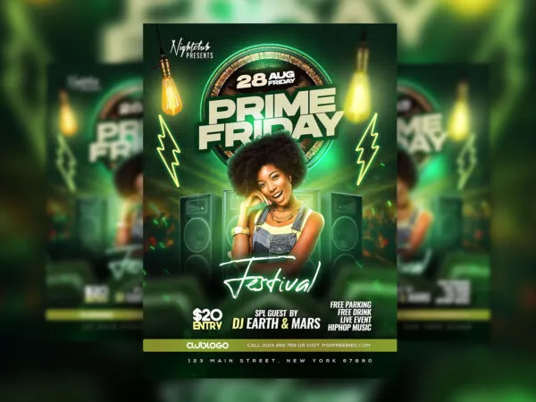 Modern Prime Friday Night Club Party Flyer Template 1