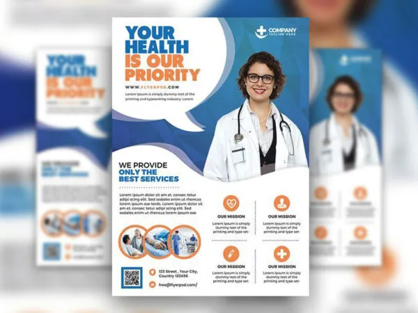 Modern Professional Hospital and Health Care Flyer Template 1