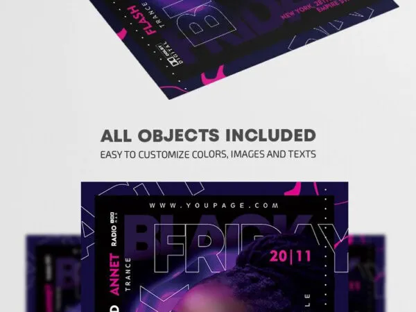 Modern Purple Black Friday Flyer Template 1