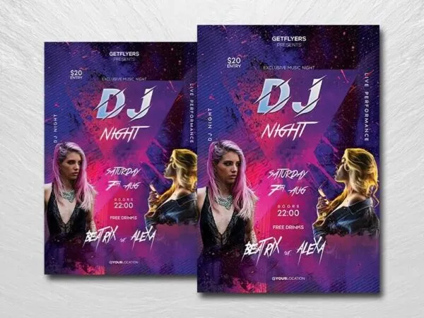 Modern Purple DJ Night Flyer Template 1