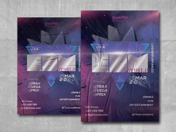 Modern Purple EDM Flyer Template 1