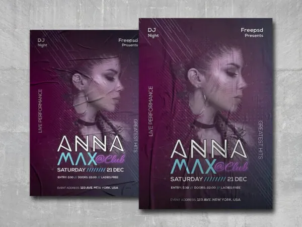 Modern Purple Nightclub DJ Flyer Template 1