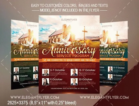 Modern Red Clergy Anniversary Flyer Template 1