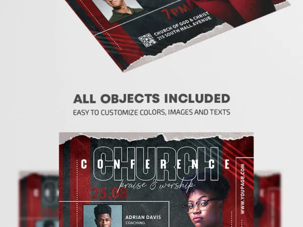 Modern Red and Black Church Conference Flyer Template 1