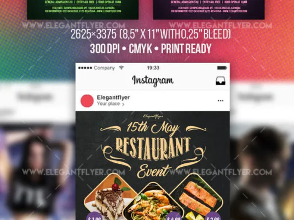 Modern Restaurant Event Flyer Instagram and Facebook Cover Template 1