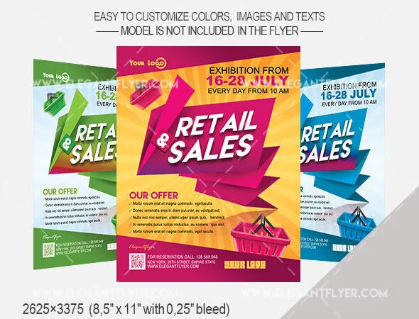 Modern Shopping Basket Retail Sale Flyer and Facebook Cover Template 1