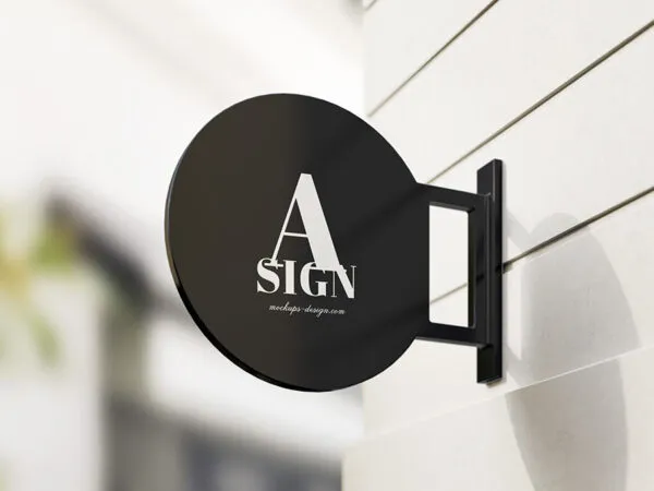 Modern Sign Mockup on a White Wall 1