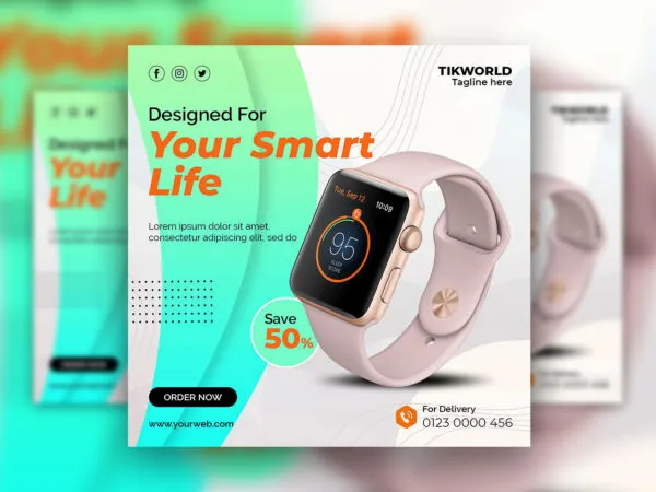 Modern Smart Watch Product Flyer Instagram Post Template 1