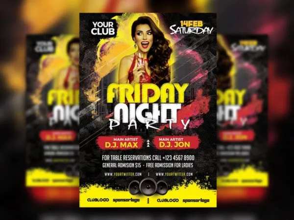 Modern Smokey Friday Night Party Flyer Template 1