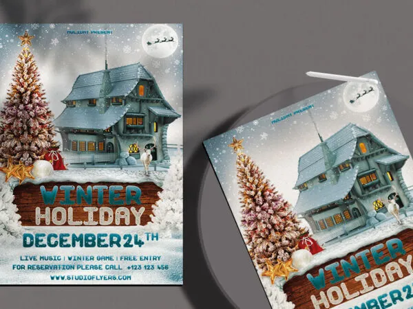 Modern Snowy Winter Holiday Flyer Template 1