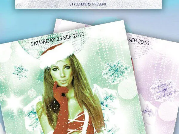 Modern Snowy Winter Party Flyer Template 1