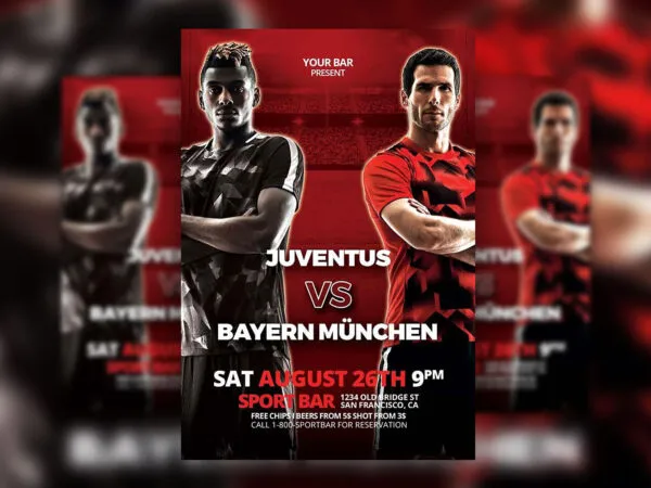 Modern Soccer Game Day Party Flyer Template 1