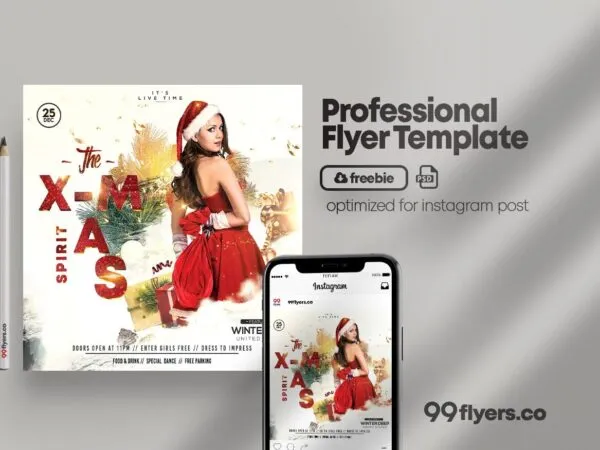 Modern Sparkly Christmas Party Flyer Instagram Post Templates 1