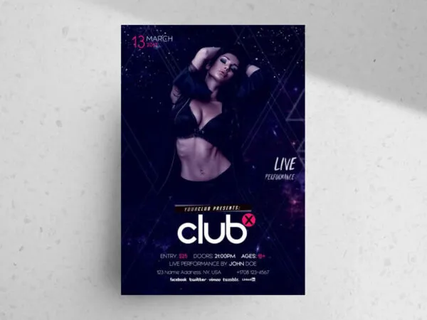 Modern Sparkly Club Party Flyer Template 1