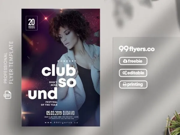Modern Sparkly Club Vibe Flyer Template 1
