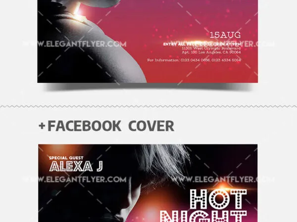 Modern Sparkly DJ Party Flyer Template and Facebook Cover 1