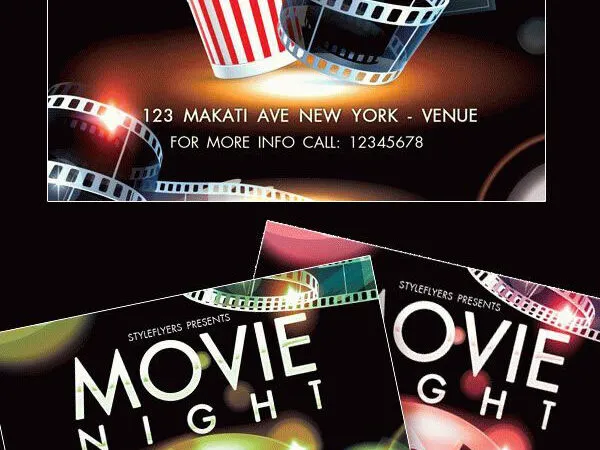 Modern Sparkly Movie Night Flyer Template 1