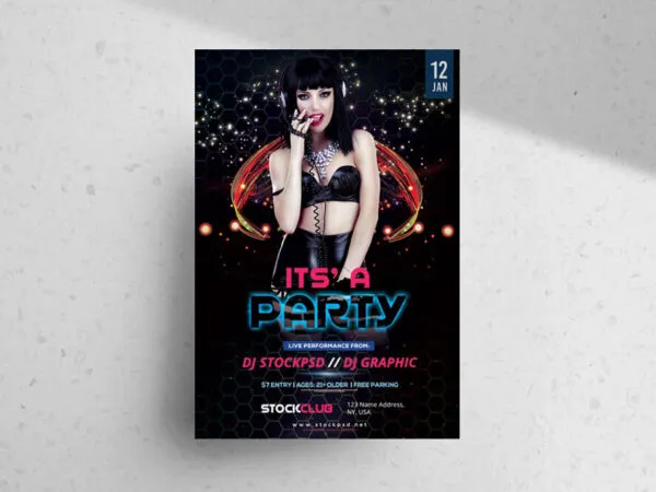 Modern Sparkly Music Event Flyer Template 1