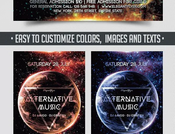 Modern Sparkly Music Flyer Template and Facebook Cover 1