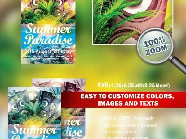 Modern Sparkly Summer Party Flyer Template 1