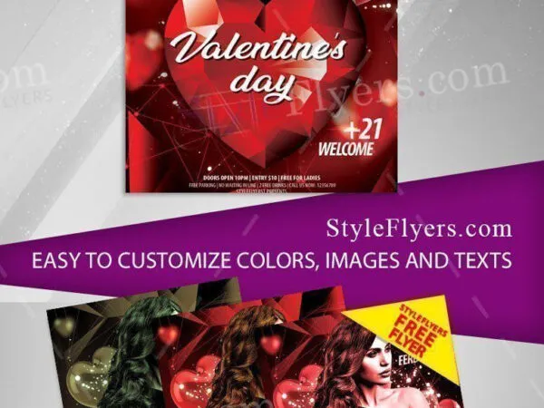 Modern Sparkly Valentines Day Flyer Template 1