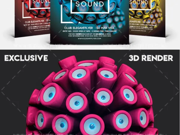 Modern Speakers Music Party Flyer and Facebook Cover Template 1