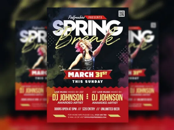 Modern Spring Break Party Flyer Template 1