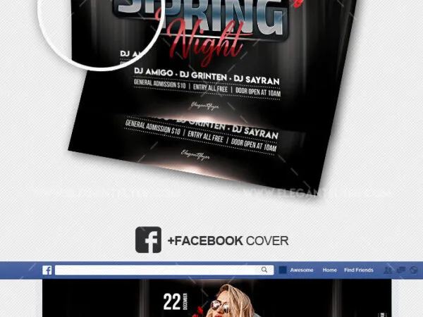 Modern Spring Night Flyer Template Facebook Cover and Instagram Post 1