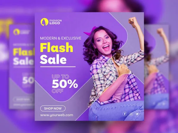 Modern Square Flash Sale Flyer Instagram Post Template 1