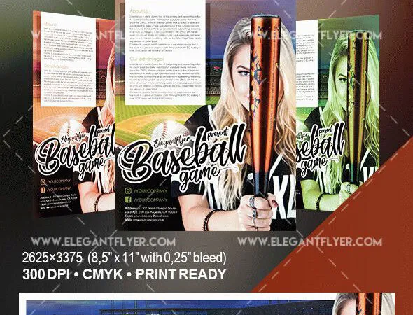 Modern Stadium Baseball Flyer and Facebook Cover Template 1